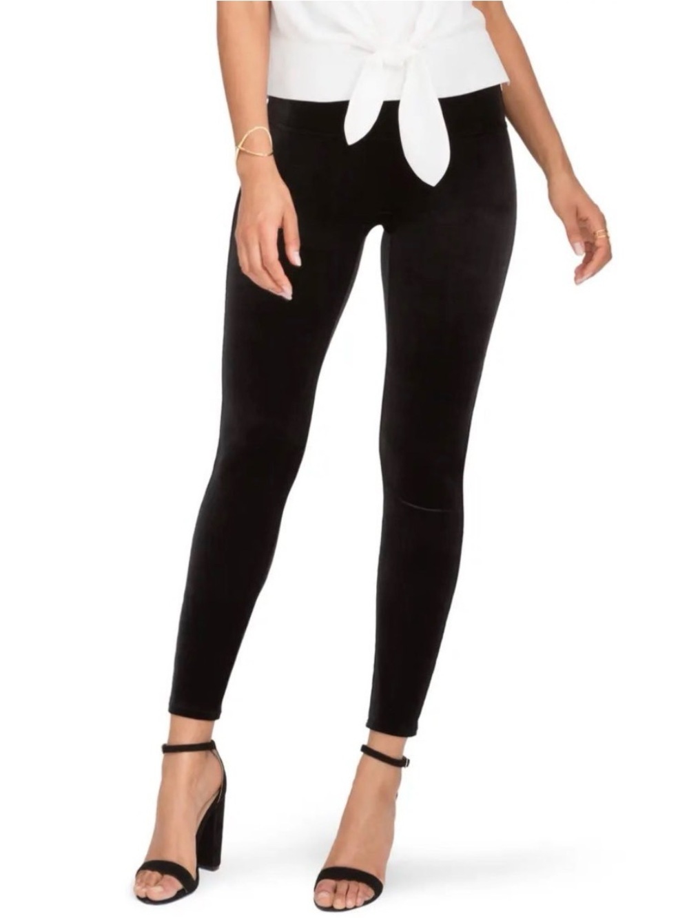 SPANX Velvet Leggings Black High Rise Shaping Pull On Slim Luxe Stretch Medium